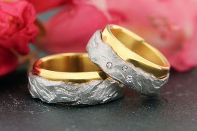 Jubiläumsringe, Eheringe übernommen Weissgold ergänzt Brillanten übernommen 