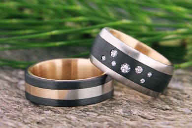 Jubiläumsringe Brillanten und Gold von Kundin verwendet 